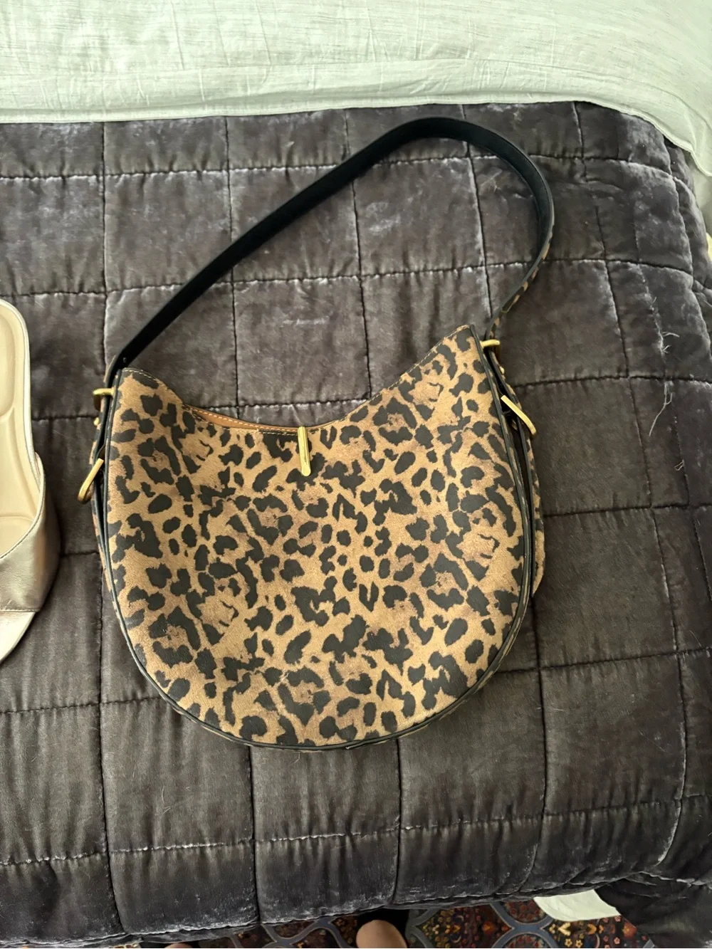 Dolce Vita Leopard-Print ‘Bree’ Crescent Shoulder Hobo Bag - Brown/Black